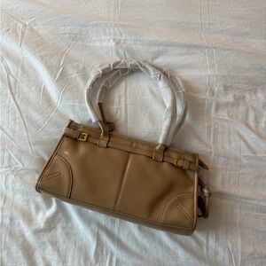 Tan Faux Leather Shoulder Bag